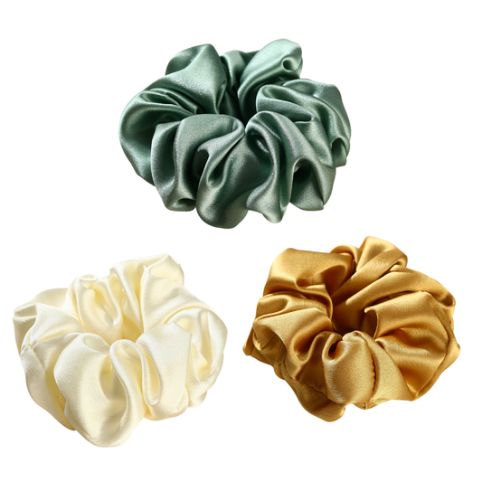 Roserel Mulberry Silk Emerald Glow Scrunchie 3 Pack