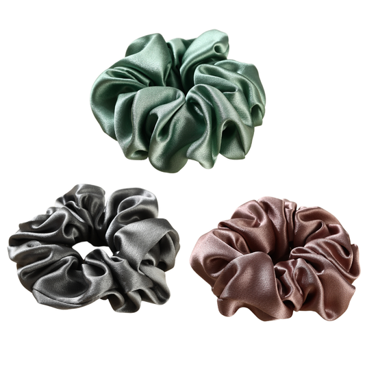 Roserel Mulberry Silk Emerald Night Scrunchie 3 Pack