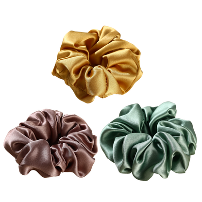 Roserel mulberry silk guld mix royal scrunchie 3 pack