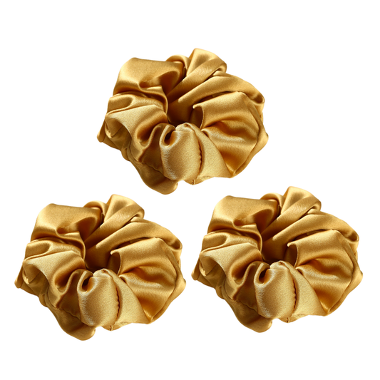 Roserel Mulberry Silk Gold Royal Scrunchie 3 Pack