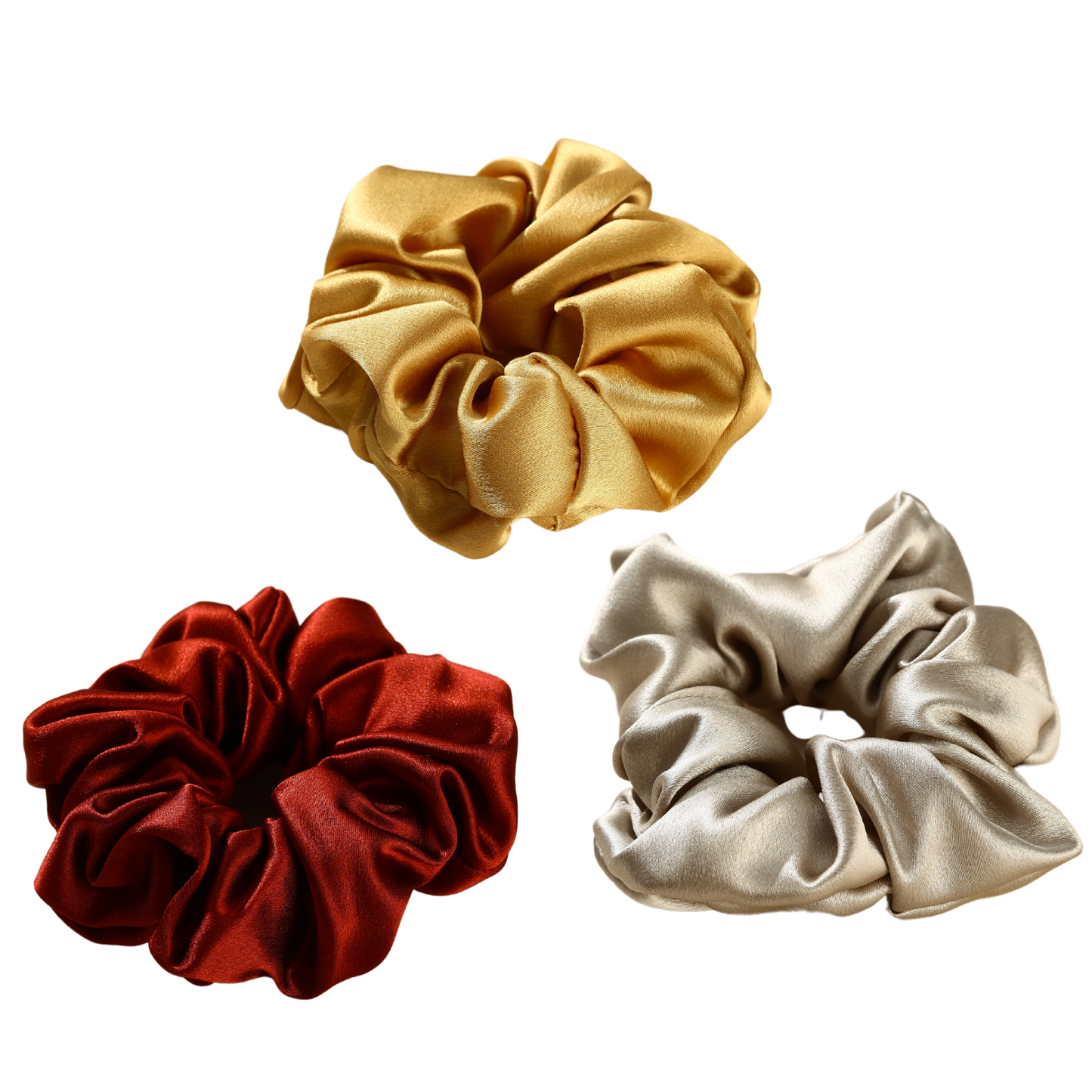 Roserel Mulberry Silk Gold Jewel Scrunchie 3 Pack