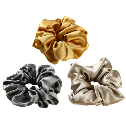 Roserel Mulberry Silk Golden Night Scrunchie 3 Pack