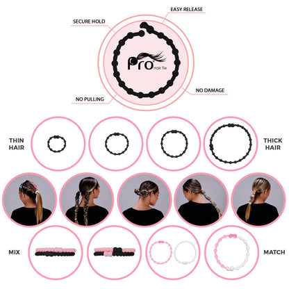 Clear Black Mix Hair Ties (8 Pack) - The Essential Hair Accessory for Every Style