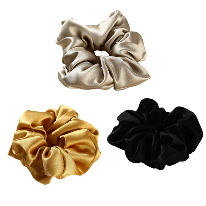 Roserel Mulberry Silk Platinum Glow Scrunchie 3 Pack