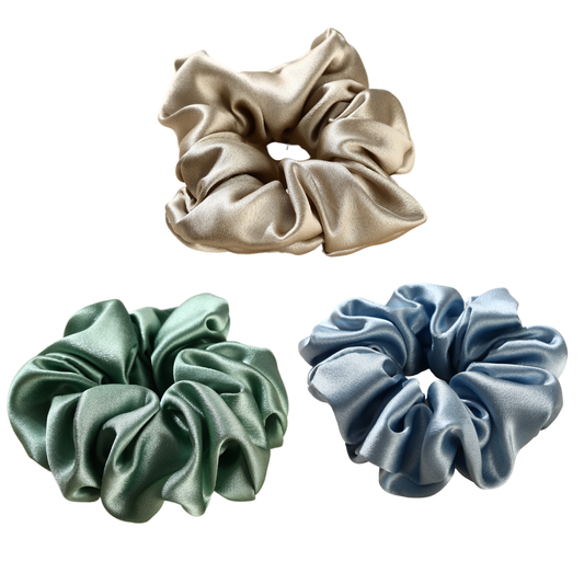 Mulberry Silk Platinum Jewel Scrunchie 3 Pack