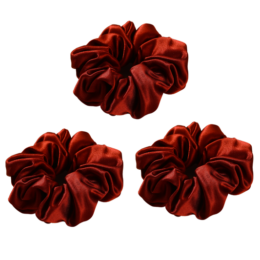 Roserel Mulberry Silk Red Ruby Scrunchie 3 Pack
