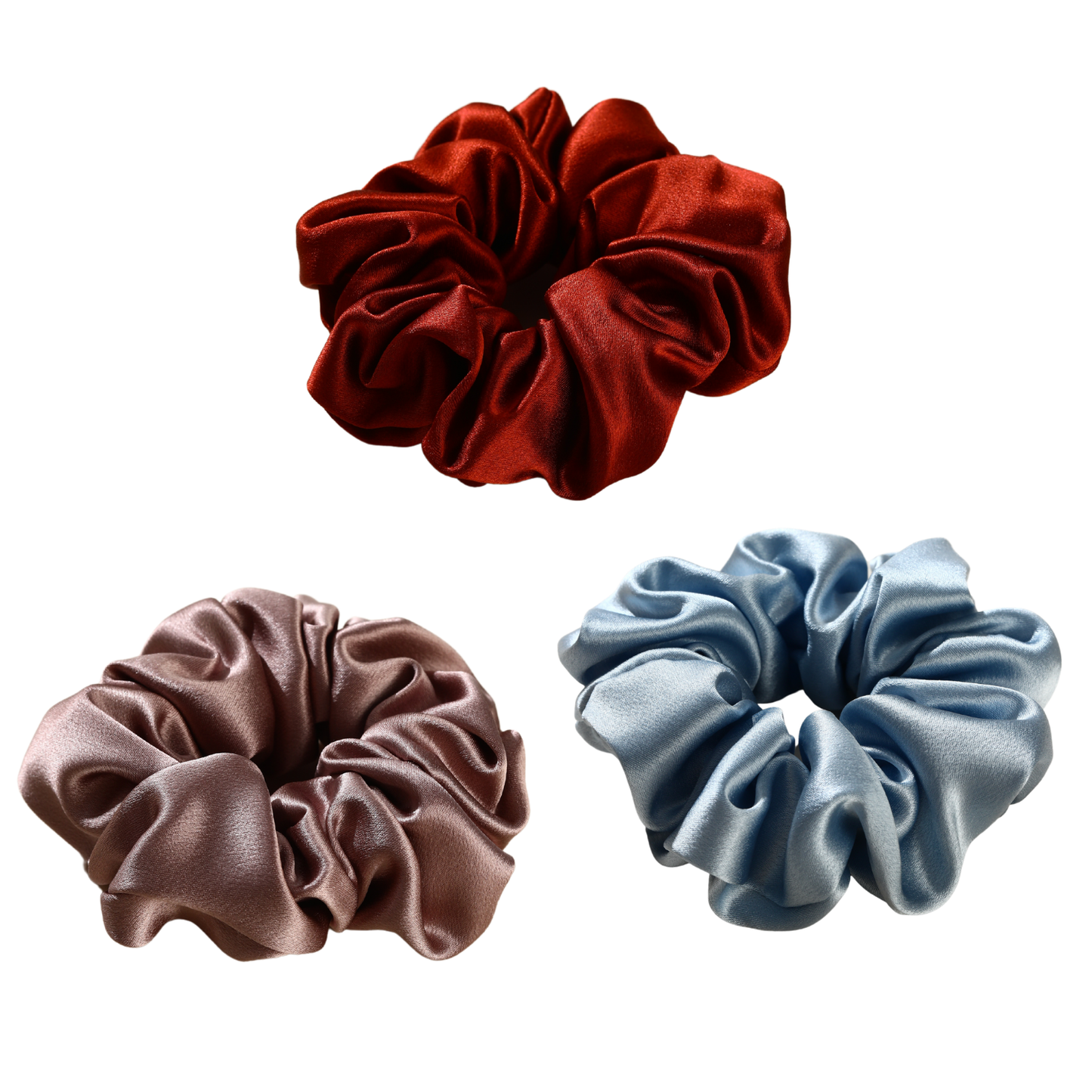 Roserel Mulberry Silk Ruby Dream Scrunchie 3 Pack