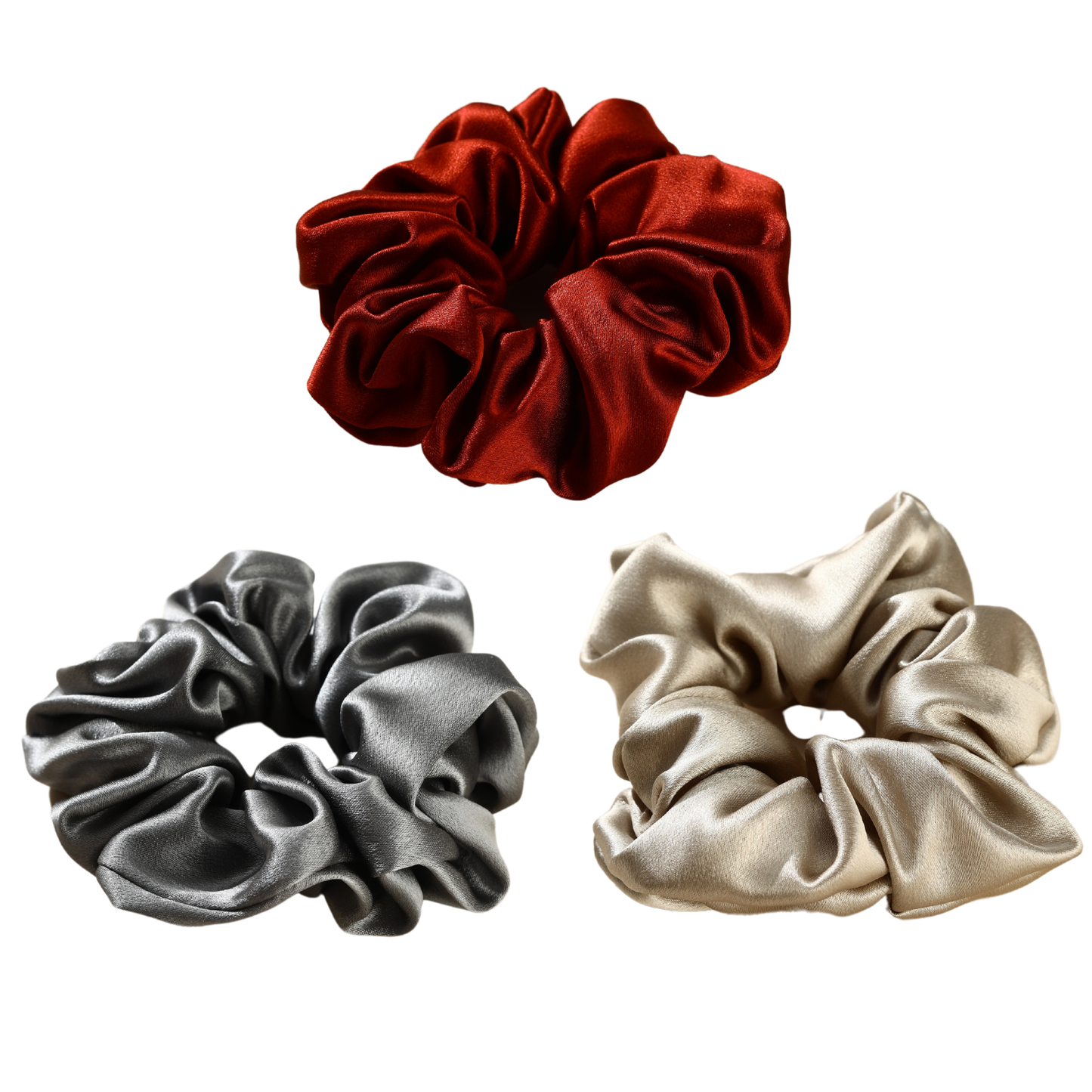 Roserel Mulberry Silk Ruby Night Scrunchie 3 Pack