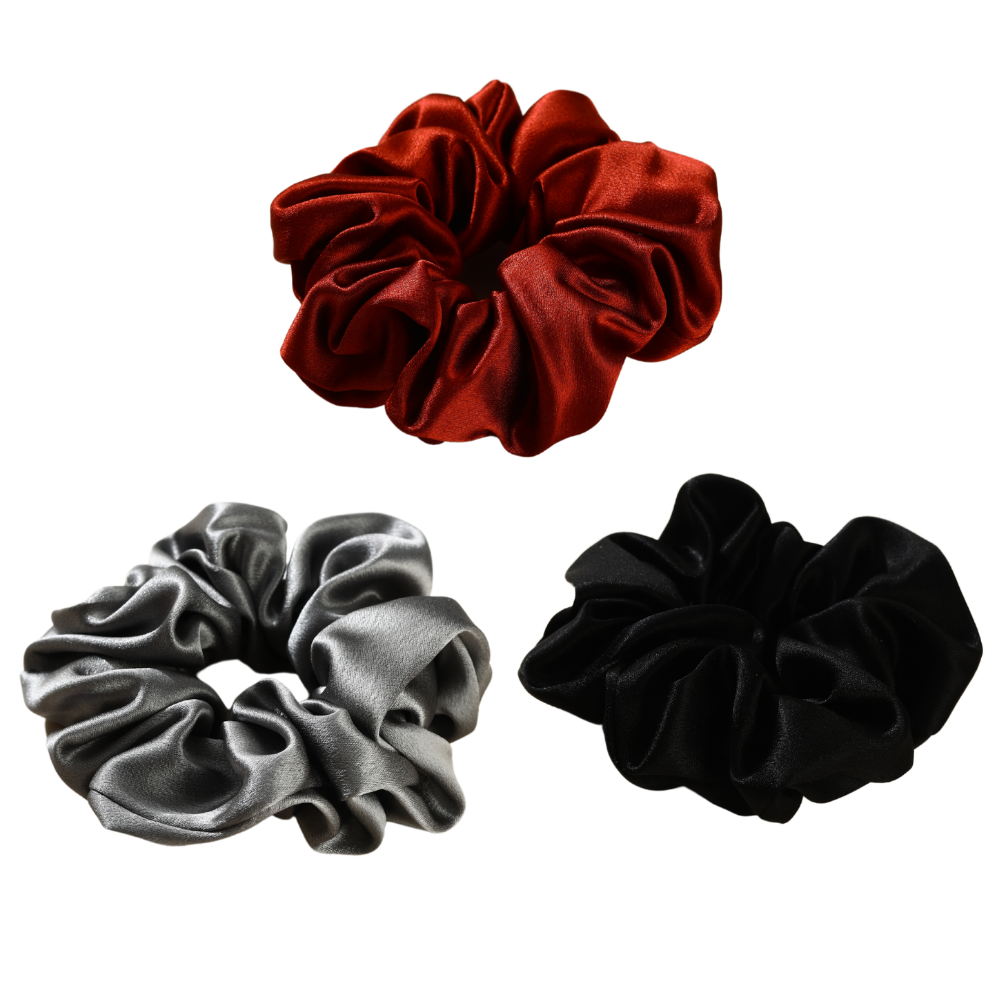 Roserel Mulberry Silk Ruby Shine Scrunchie 3 Pack