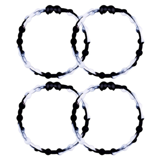 White & Black Pro Hair Ties (4-Pack): Klassisk kontrast