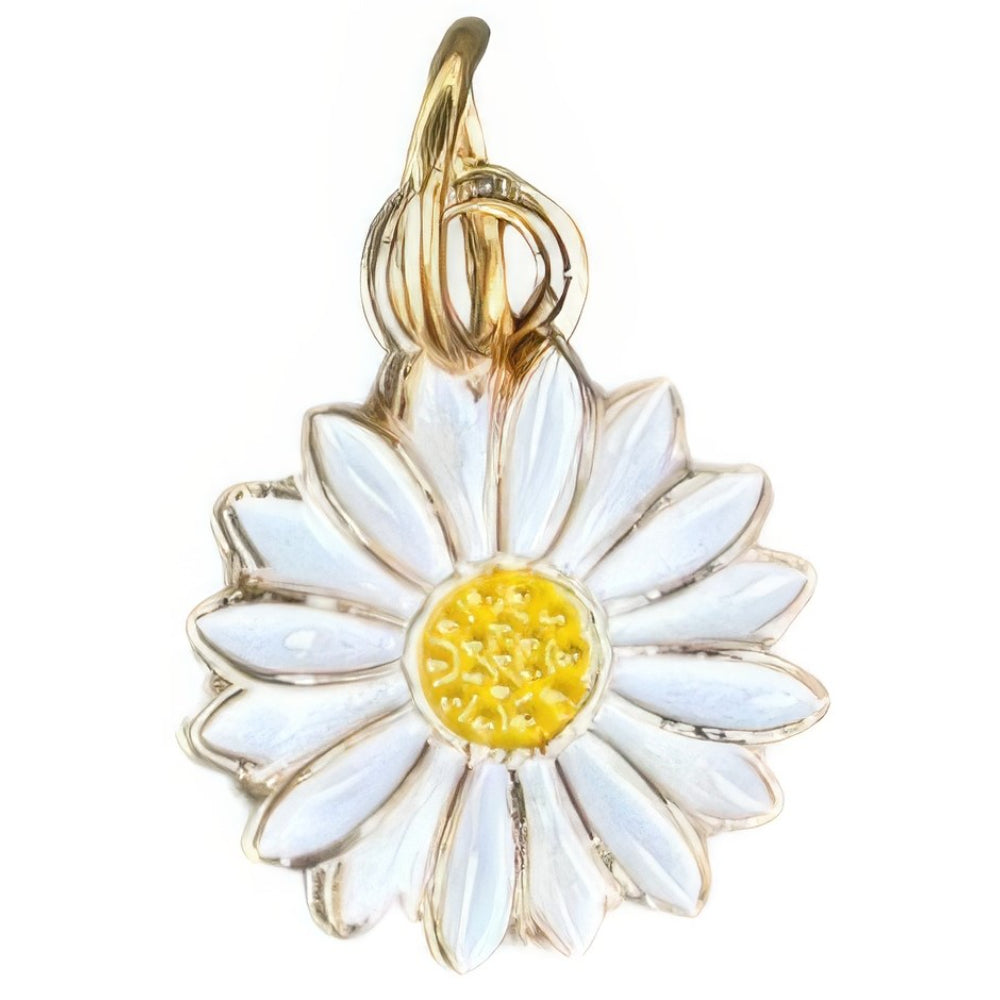 White Sunflower Keyhole Bracelet Charm